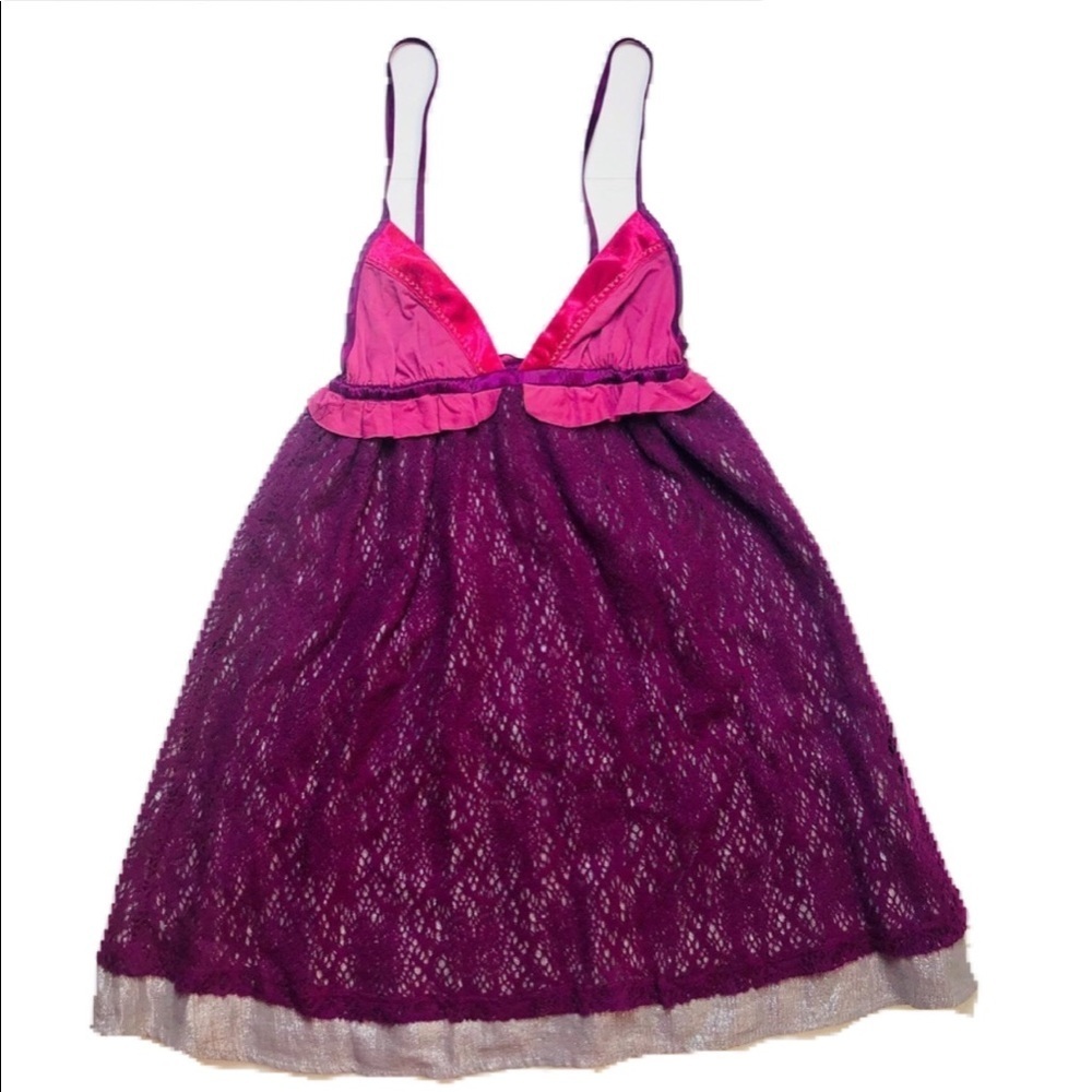 Free People Babydoll Velvet Knit crochet Camisole dress